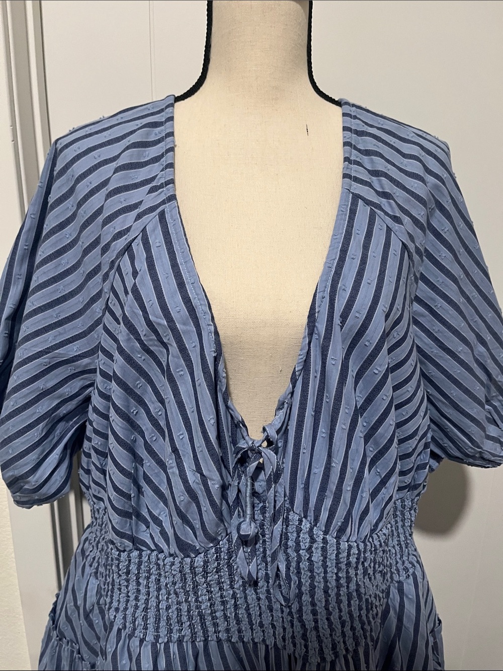 Torrid Belle Isle Stripe Peasant Mini Dress Cottagecore Coquette Feminine Boho - Picture 5 of 16
